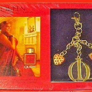 Queen Latifah Handbag Charm Goldtone Red Rhinestones Gift Boxed Collectible